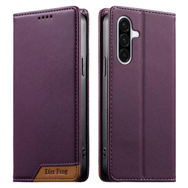 Funda Tipo Cartera de Cuero Sintético para Samsung Galaxy A37 Bloqueo RFID, con Ranuras para Tarjetas y Bolsillo para Efectivo, Cierre Magnético Fuerte Morado