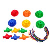 Magideal - Bloques De Botones Apilables, Bloques De Botones Con 6 Cuerdas, Juguete De Aprendizaje Montessori, Pilas De Bloques De Botones Altos Para Niños Y Bebé