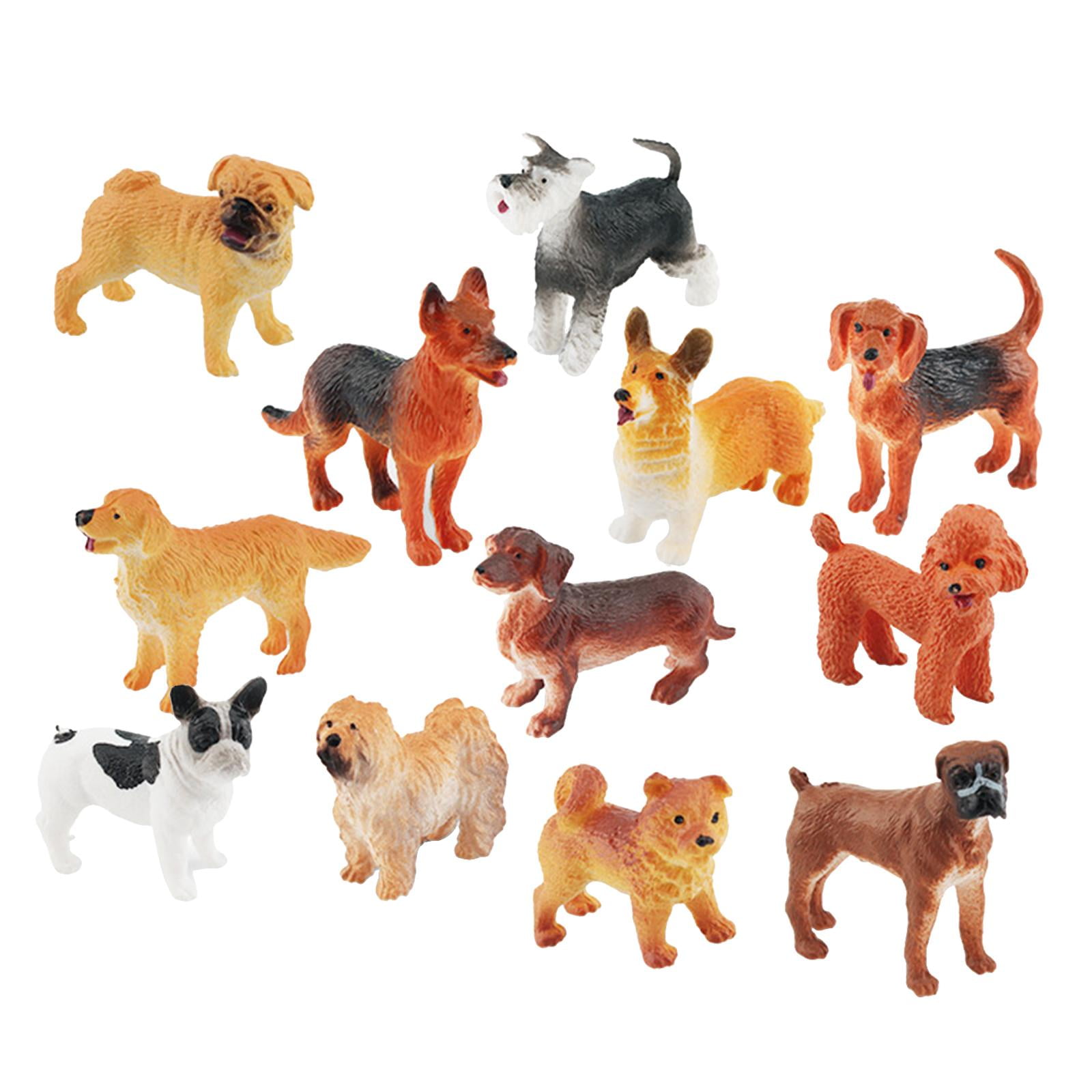 Magideal - 12x Figuras De Perros De Simulación Animales Niños Juegan Juguetes Perro Miniatura Playset Modelo Animal Para Sala De Estar Mesa Hogar Fiesta Favor
