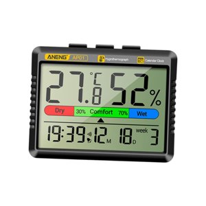 Bothyi - Termohigrómetro 2 En 1 Para Interiores, Invernadero, Oficina, Sala De Estar, Color Negro