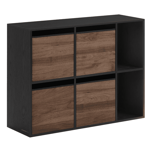 Mueble Organizador Negro con 4 Canastos de Tela Harslov
