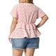 thumbnail image 3 of Agnes Orinda Blusas de Verano para Mujer de Talla Grande con Cuello de Corazón Floral, Encaje, Manga Corta con Volantes 1X Rosa, 3 of 6