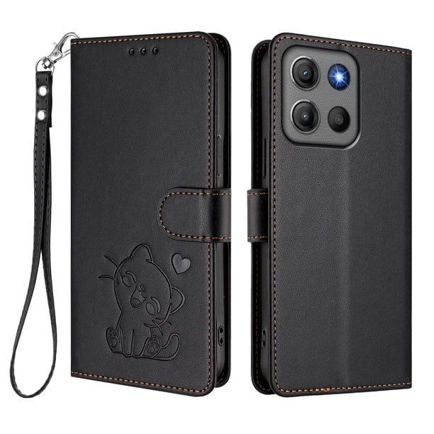 Motorola MOTO G15/G15 Power Funda Billetera de Gato, Negro