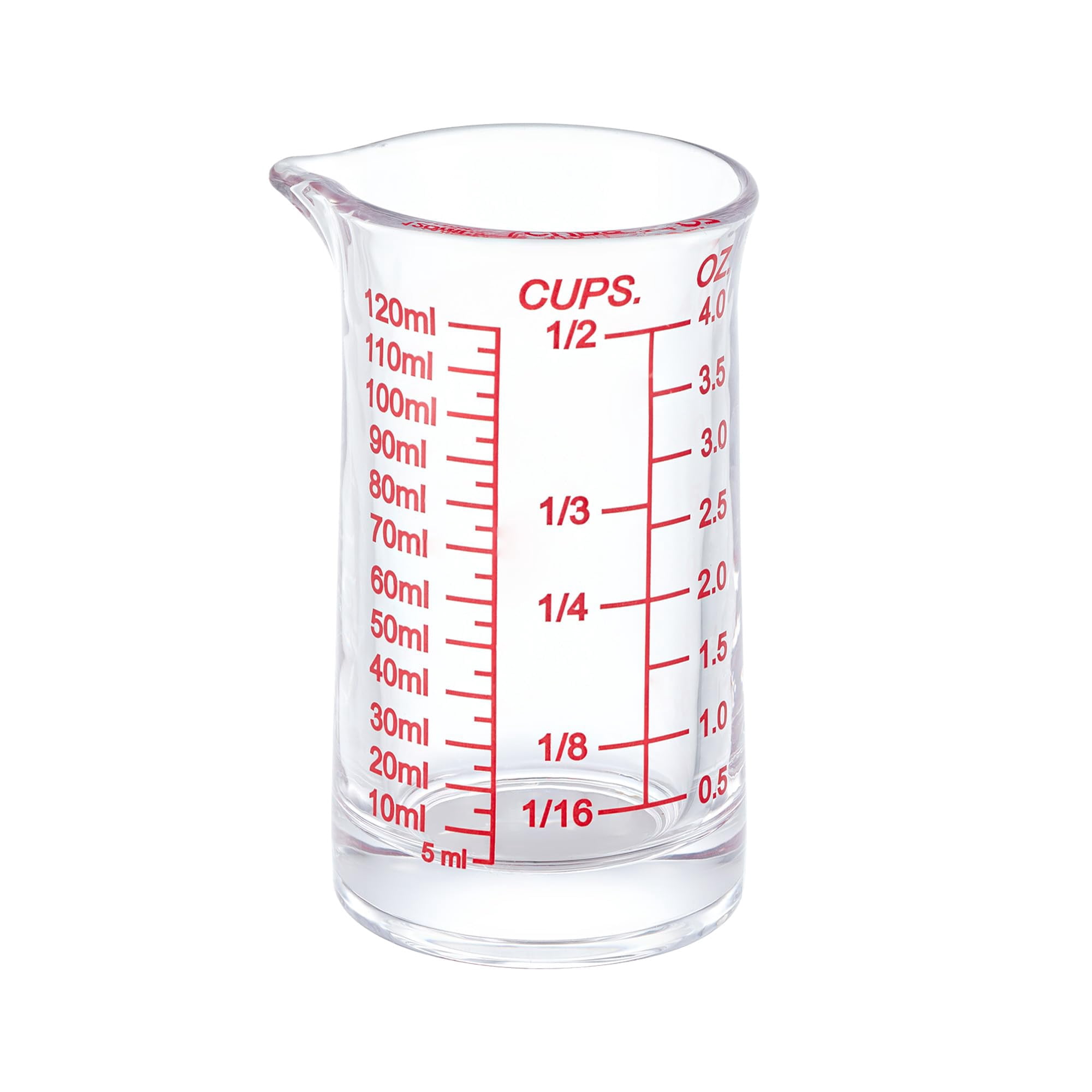 Ackers Boro3.3 - Vaso Medidor De Vidrio Ackers Shot De 120 Ml Con Marcas De Onza Y Taza