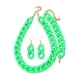 thumbnail image 3 of Conjunto De Collar, Pulsera Y Pendientes Con Cadena De Eslabones Acrílicos, Cadena Gruesa Mate, Joyería Verde, 3 of 3