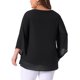 thumbnail image 3 of Agnes Orinda Conjuntos de Halloween Tallas Grandes Camisa Escolar Universitaria para Mujeres Manga 3/4 Acampanada Cuello en V Blusa de Doble Capa de Chifón Talla 4X Negro, 3 of 6