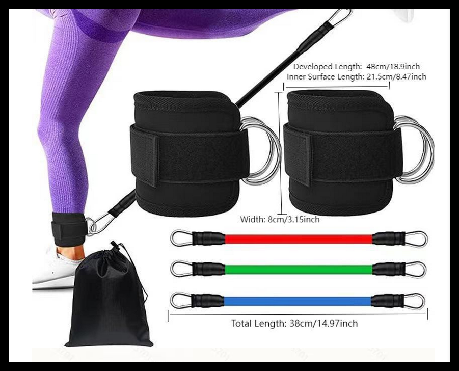 Magideal - Bandas De Resistencia Para Tobillos Con Puños, Bandas Para Tobillos, Bandas De Resistencia De 3 Niveles Diferentes, Equipo De Ejercicios Para Entrenam