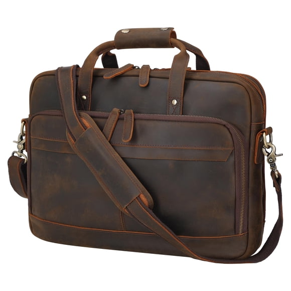 Maletín Masa Kawa Leather para ordenador portátil de 15.6 pulgadas, color marrón