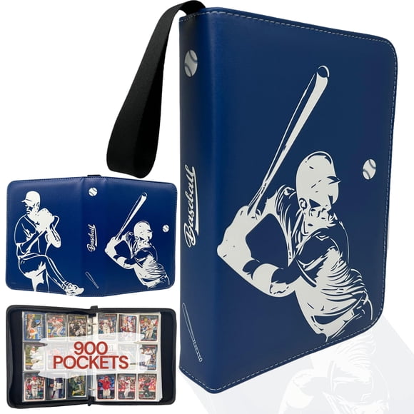 Álbum Para Cartas De Béisbol 50 Fundas Capacidad Para 900 Cartas Azul