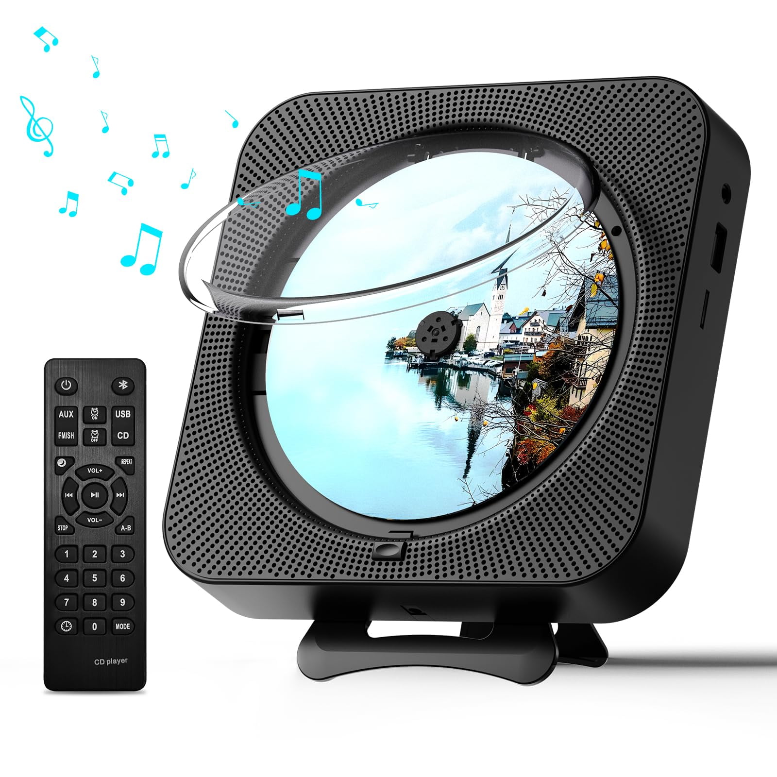 Reproductor De Cd Micocious Portátil Con Bluetooth Y Radio Fm Negro