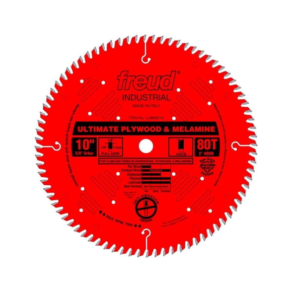 Hoja de sierra Freud LU80R010 de 10" para contrachapado y melamina, 80 dientes