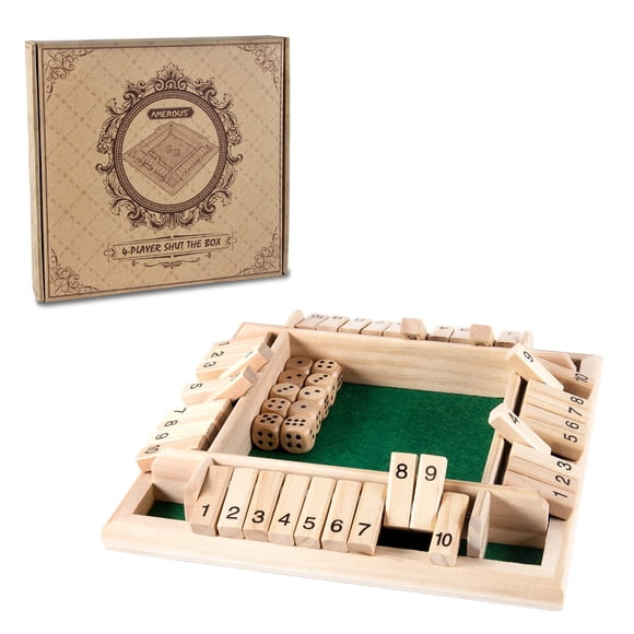 Juego Shut The Box Classic De Madera De 4 Caras Para 1 A 4 Jugadores