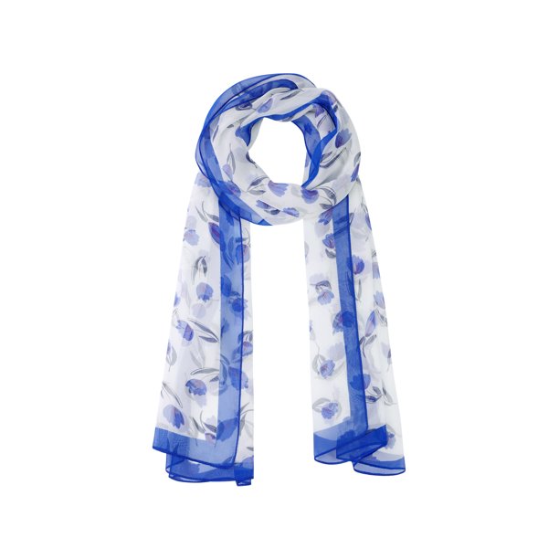 INSPIRE CHIC Bufanda Vintage Floral para Mujer, Pañuelo Ligero de Seda para Protección Solar, Envoltura para la Cabeza, Bandanas para Verano, Talla Única Azul Marino