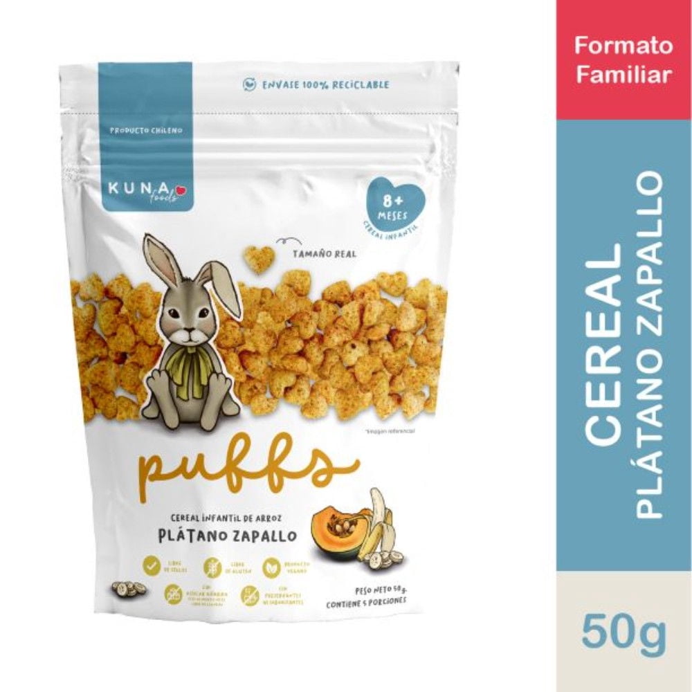 Cereal Puffs Plátano Y Zapallo 50 g Kuna Foods