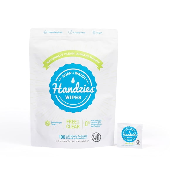 Toallitas de manos con agua y jabón natural Handzies (paquete de 100)