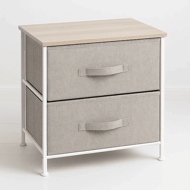 Klik Muebles - Velador Con Cajones De Tela - Gris