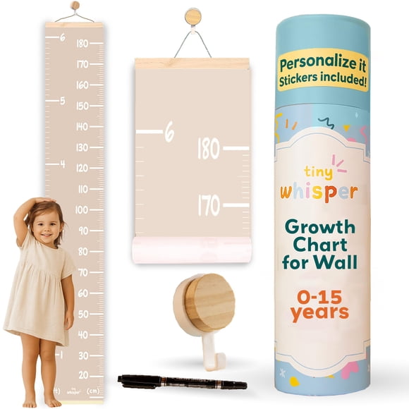 Cartel de crecimiento tiny whisper para pared 180 cm con pegatinas y marcador