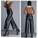thumbnail image 2 of Pantalones de cuero para mujer, cintura alta, corte ancho, holgados, de PU, estilo coreano, talla grande, para otoño e invierno, 2 of 5
