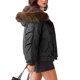 thumbnail image 4 of INSPIRE CHIC Chaqueta Recortada de Mujer con Ribete de Piel Sintética, Estilo Oversized, Forrada de Forro Polar, Ajustable, Grande, Negra, 4 of 6