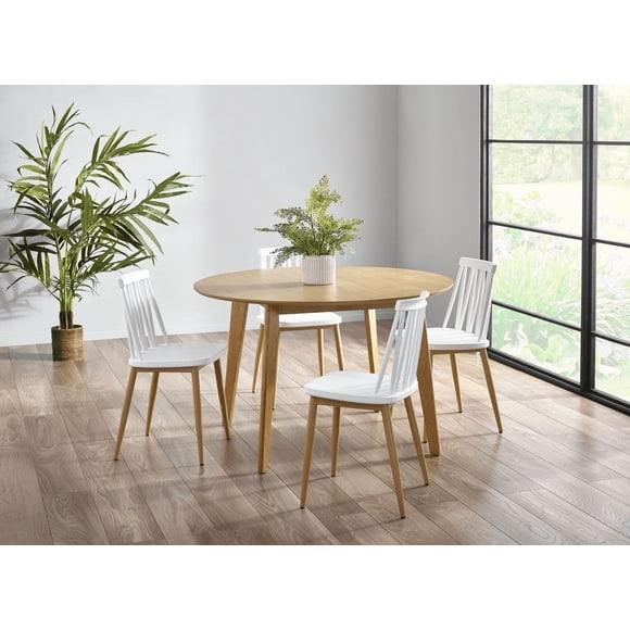 Comedor madera vema con sillas windsor retro blanco