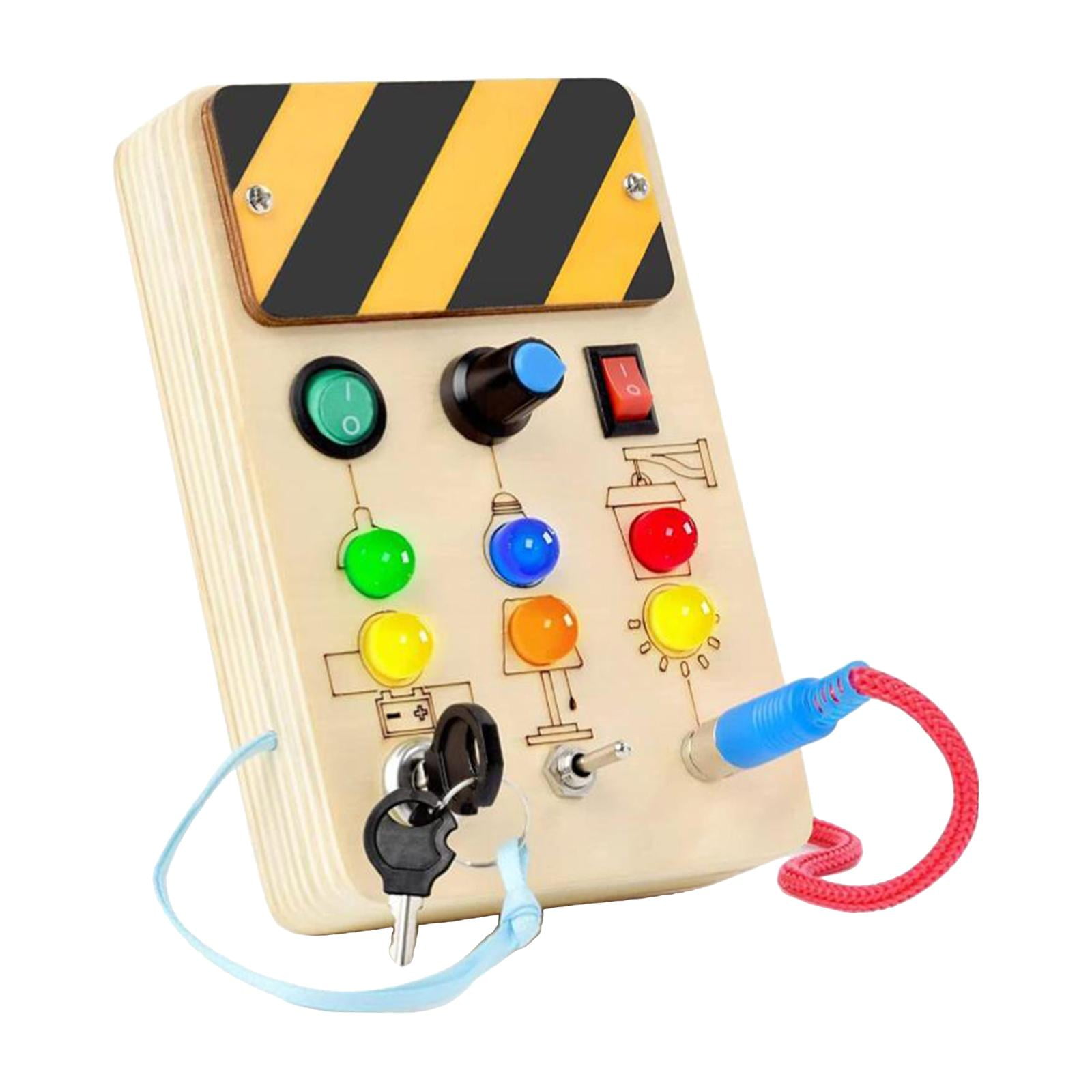 Magideal - Tablero Ocupado Con Luz Led, Juguete Educativo Temprano Para Niños, Juguete Sensorial De Madera Con Interruptor De Luz Para Niños De 1, 2, 3 Y 4 Años,