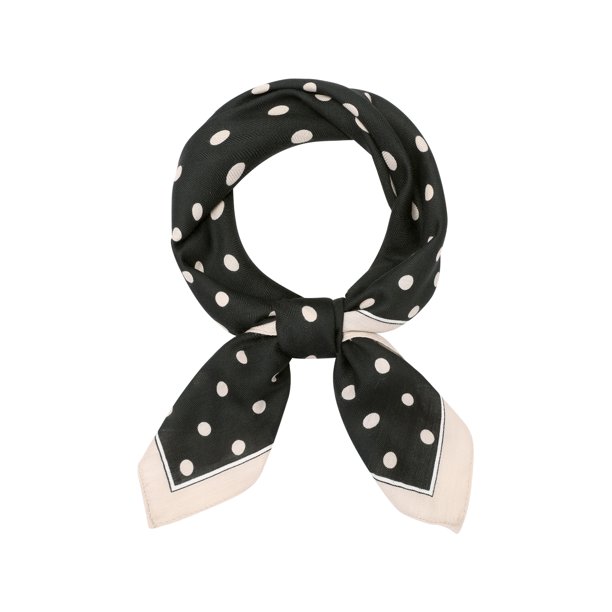 INSPIRE CHIC Mujeres Bufanda Vintage de Lunares de los Años 50, Pañuelo Retro Cuadrado de Satén Sedoso, Pañuelo para la Cabeza, Bandanas, Pañuelos para el Cuello 68x68cm Punto Negro