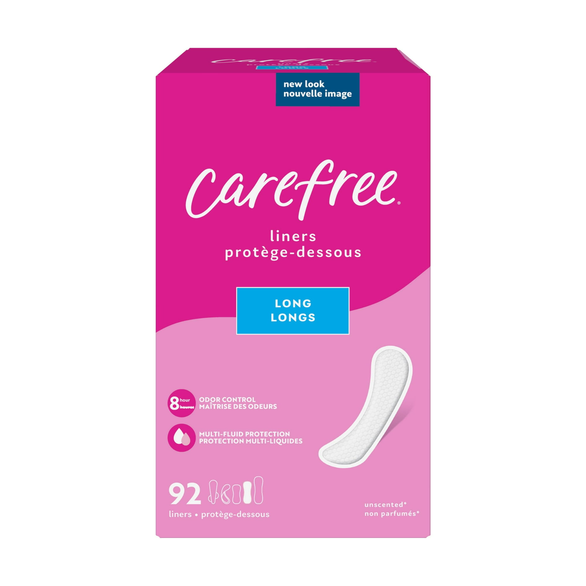 Panty Liners Carefree, Largos, Sin Envolver, Sin Perfume, 92 Quilates, Para Mujer