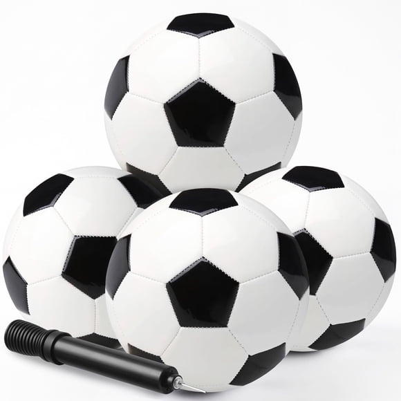 Balón de fútbol PlayBolt talla 2 con bomba para niños negro y blanco x4
