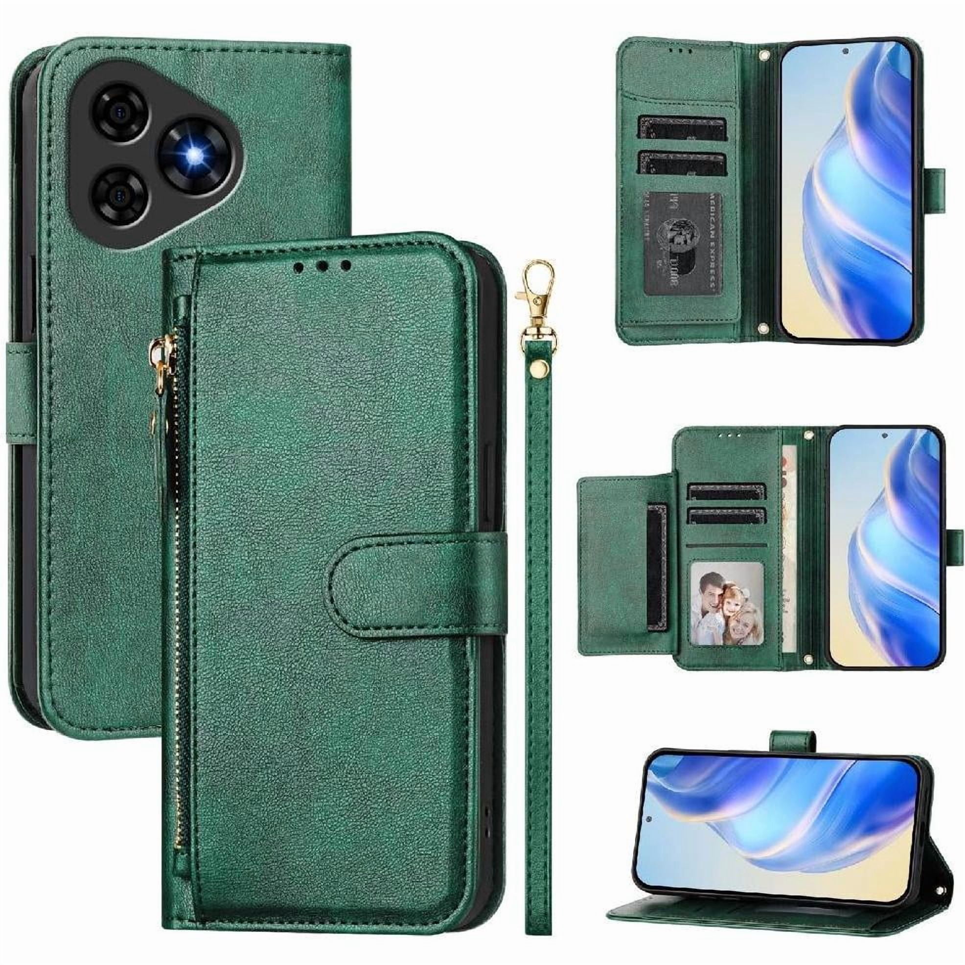 Foxdock - Funda Tipo Billetera Para Ulefone Note 19 Con Cremallera Portatarjetas Soporte Correa De Muñeca Cuero Verde