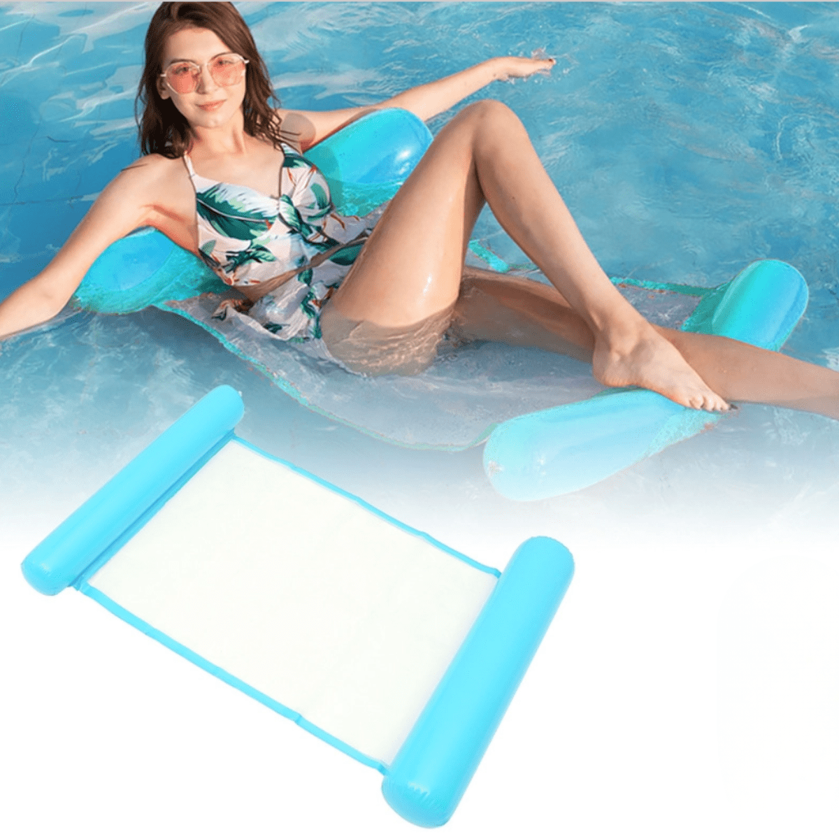 Genérica - Hamaca Inflable De Red Para Piscina Sillón Flotante Multiuso Azul