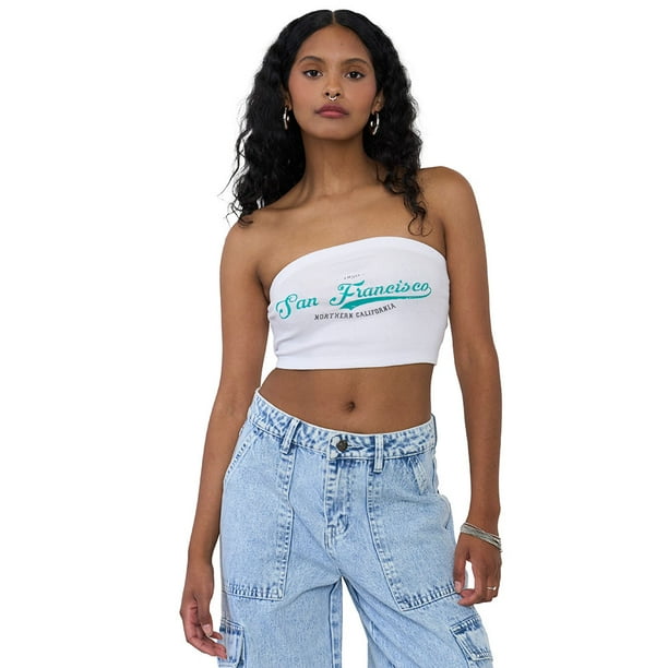 Peto Mujer Strapless Lettering Blanco Corona