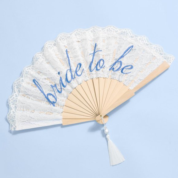 Abanico plegable, accesorio de encaje blanco Fetti para la futura novia