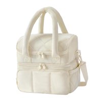 Magideal - Lunch Box Reutilizable Impermeable Portátil Organizador Con Capacidad Grande Y Doble Compartimento Hecho De Poliéster Y Eva Ajustable Y Desmontable A Beige