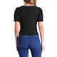 thumbnail image 3 of INSPIRE CHIC Camisetas casuales de verano para mujer con cuello cuadrado y mangas cortas con volantes L Negro, 3 of 6