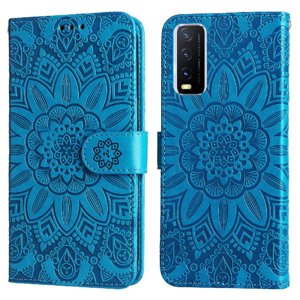 Funda Tipo Cartera Foxdock Para Vivo Y20 , Diseño Girasol En Relieve, Cuero Pu, Cierre Magnético, Soporte Y Tarjetero