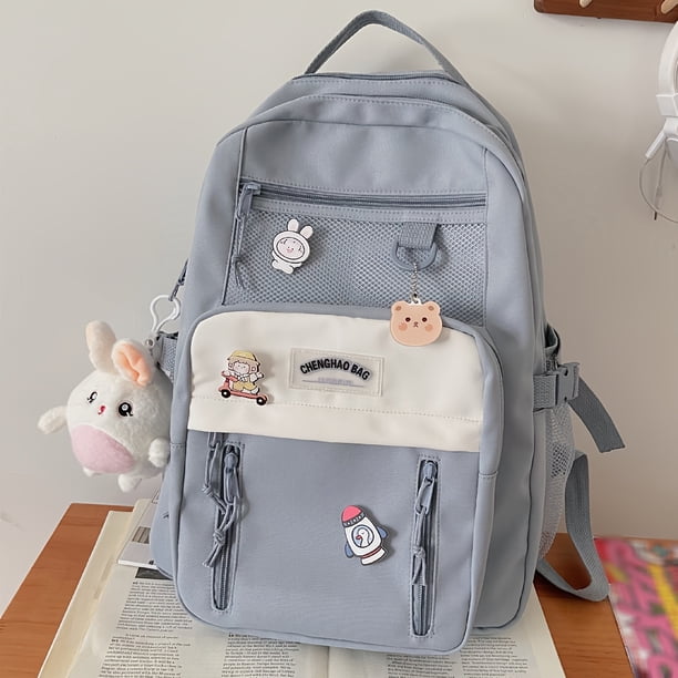 Kawaii Cute Cartoon Backpack, Aesthetic Preppy Back To School Daypack, Casual Travel Knapsack & Laptop Bookbag For Students Girls