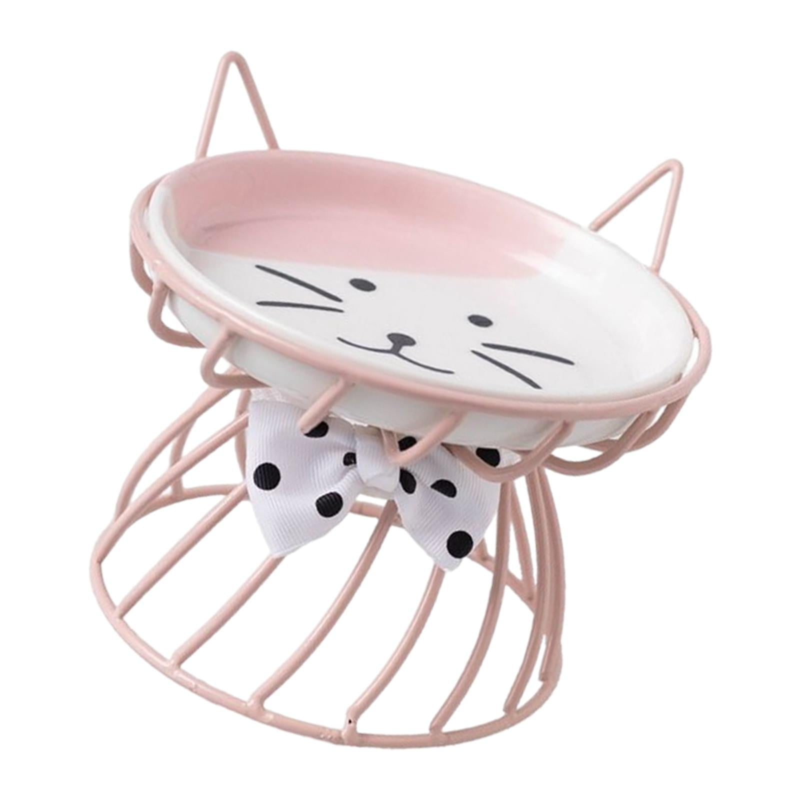 Ioensy - Cuenco De Cerámica Para Mascotas, Cuenco De Agua Para Alimentos Para Mascotas, Comedero Elevado Para Gatos, Cuenco Para Perros Y Gatos, Rosa