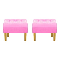 Bodevir - Set Pouf Wood 1C Felpa 01 Rosado