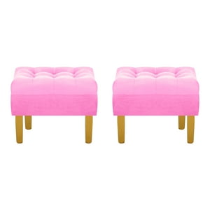 Bodevir - Set Pouf Wood 1C Felpa 01 Rosado