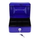 thumbnail image 2 of práctica mini caja de dinero en efectivo caja fuerte de seguridad de acero inoxidable metal azul, 2 of 5