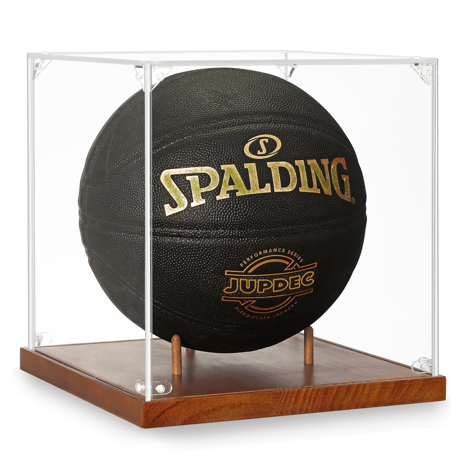 Vitrina De Baloncesto Jupdec De 25 Cm Con Base De Madera Transparente Acrílica