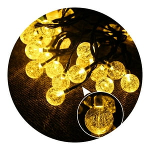 Fliperex - Guirnalda Solar Esfera Bolitas Luces Led Decoracion Jardin Blanco