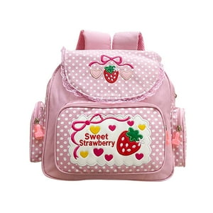 Mochila Lovemore Kawaii Bordado Fresa Para Niña 30 X 37 X 13 Cm