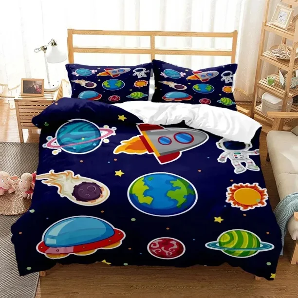 Cartoon Astronaut Digital Print Polyester Bedding Sets Boys Covers Boys Bed Linen Set For Teens Bedding Set