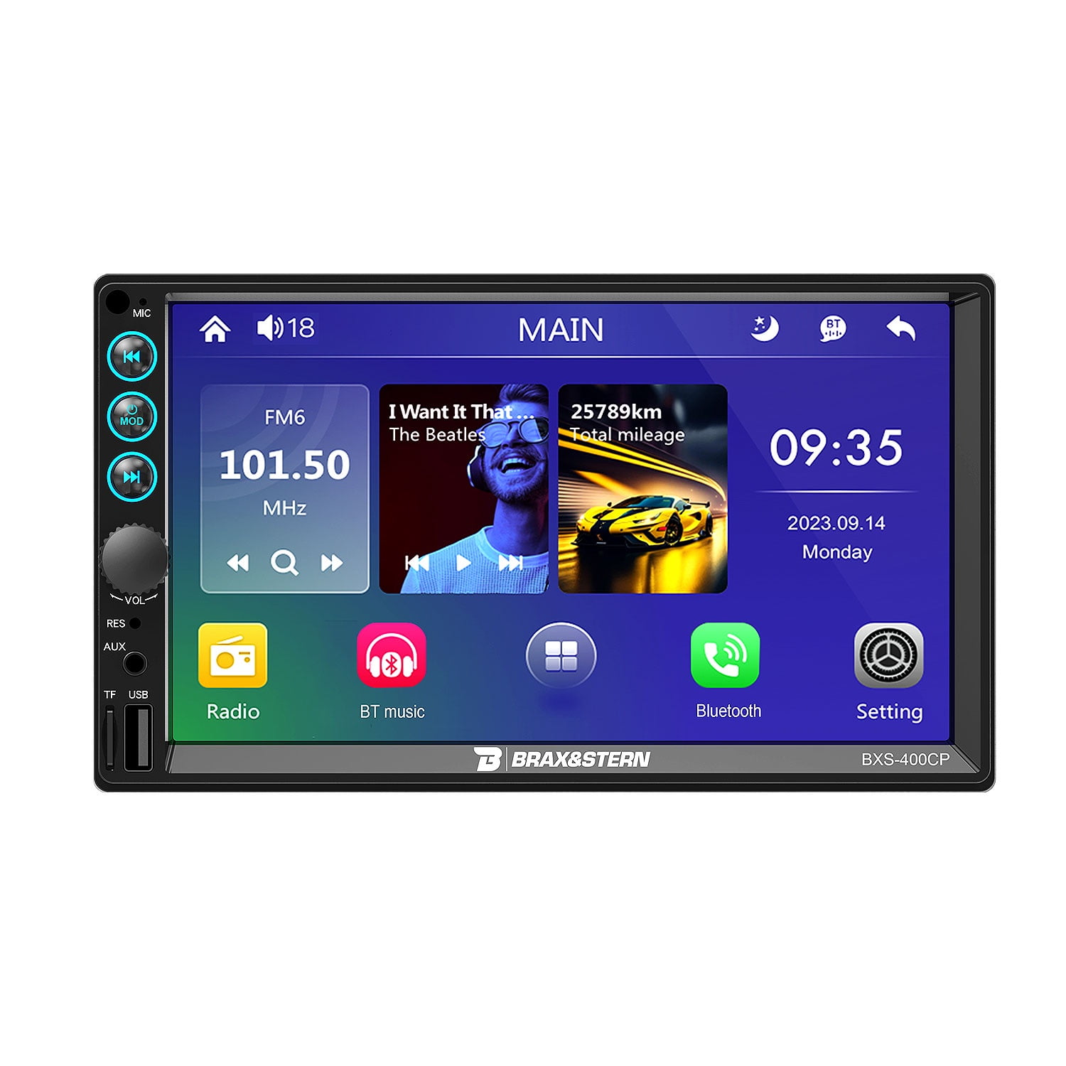 Brax&stern - Radio Auto 2 Din Carplay Mirrorlink Touch Hd De 7'' Bxs-400 Negro