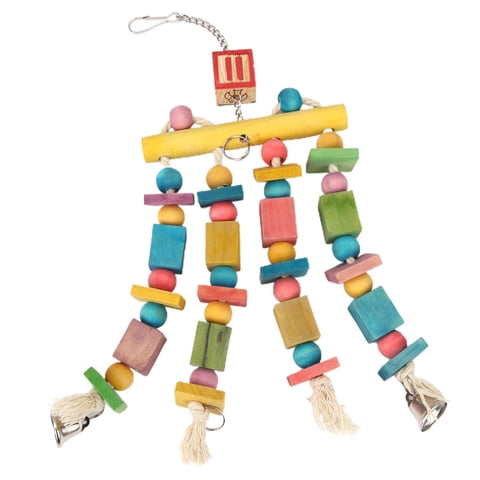 Magideal - Juguetes Para Masticar Pájaros De Madera Juguete Para Rasgar Cacatúas Conures Masticar Columpio Colgante Percha Hámster Chinchilla Conejo Bloques De