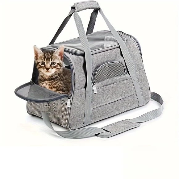 Transportadora plegable para mascotas QQLe, aprobada para avión, para mascotas de hasta 7 kg