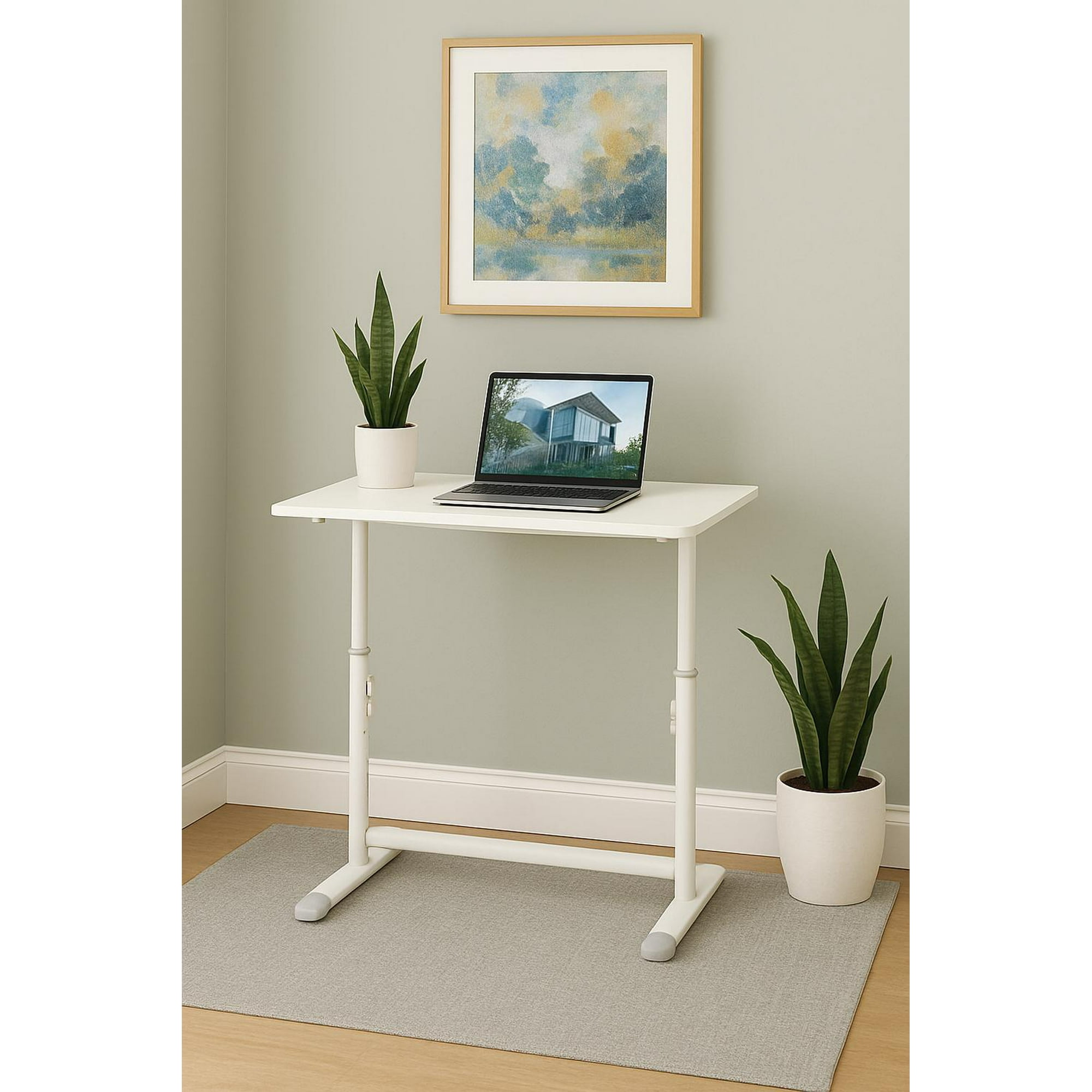 Cosas Casa - Escritorio Con Altura Ajustable Bilbao Blanco Blanco