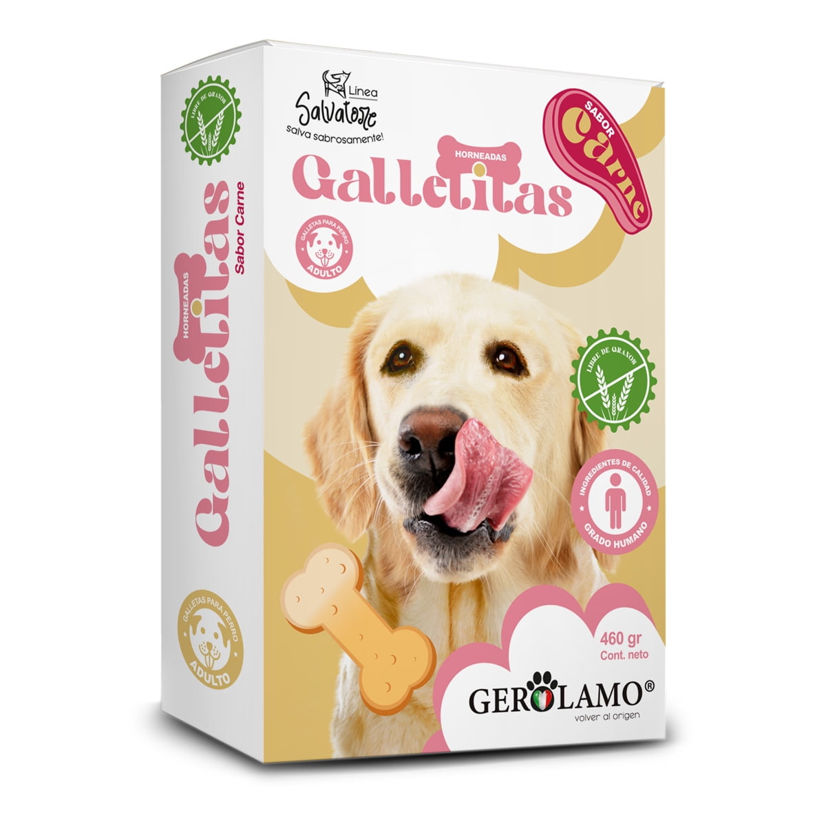 Galletas Hueso Perro Adulto Gerolamo Carne Grain Free 460g