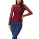 thumbnail image 4 of INSPIRE CHIC Top de Malla de Halloween para Mujer de Manga Larga Sólida con Cuello Simulado Panel Transparente con Fruncido Lateral M Rojo, 4 of 6